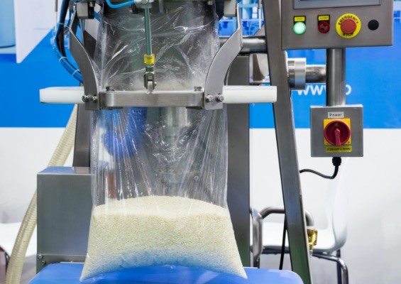 polythene sack being filled with food ingredients